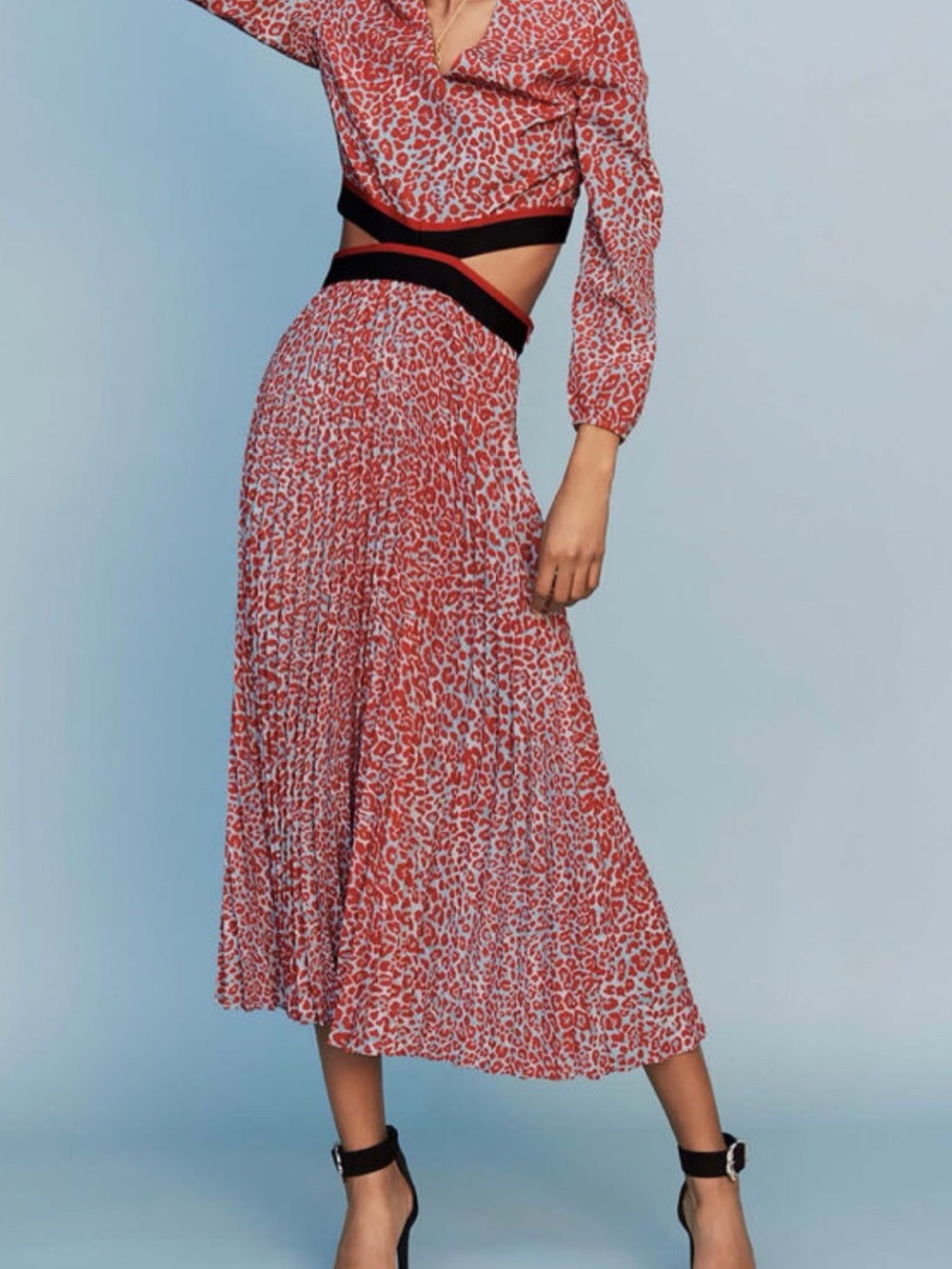 Maje Paris Romilda Leopard Print Cut Out Pleated Dress Size 3